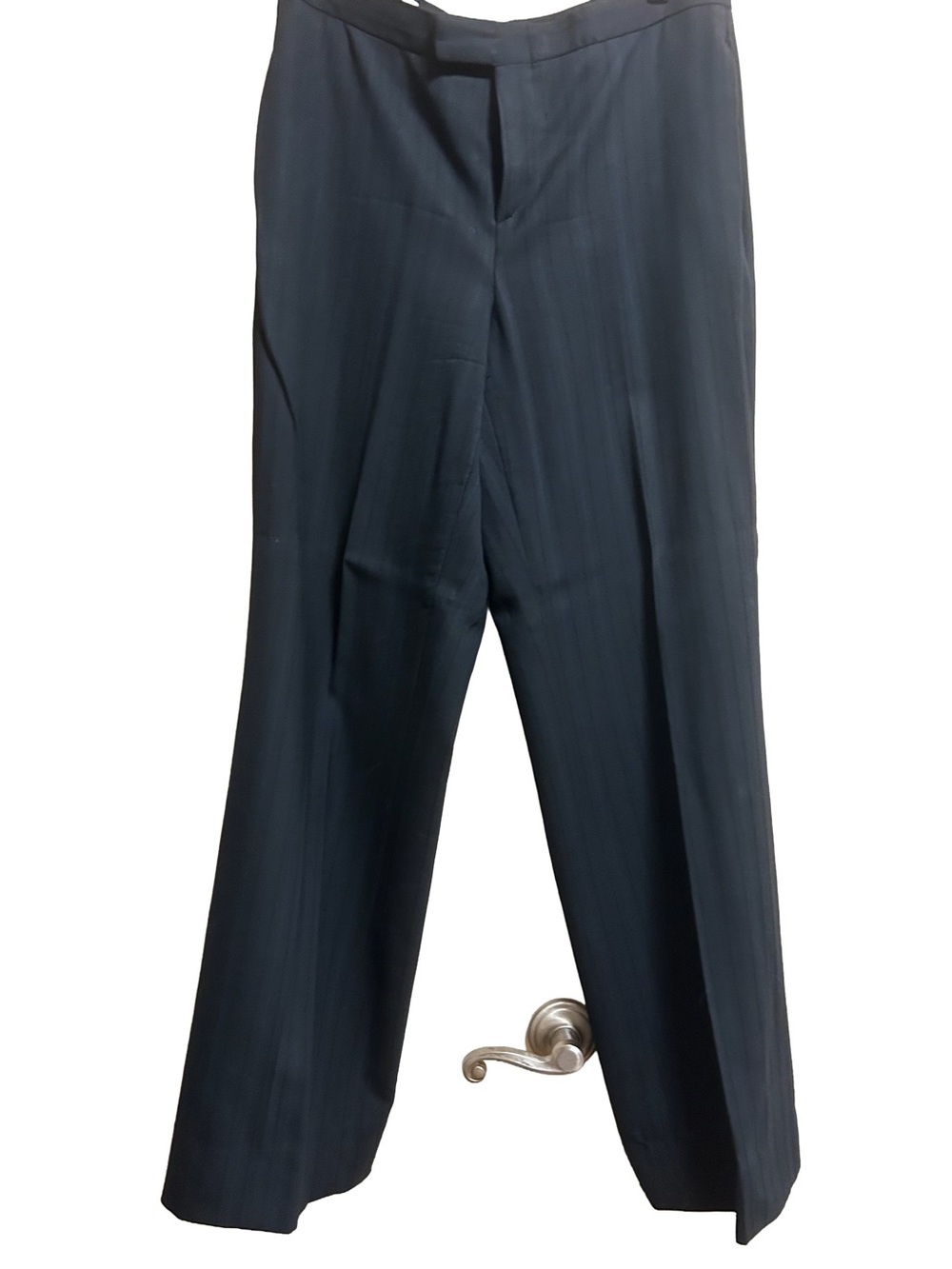 Vintage Barry Bricken Navy Shadow Stripe Wide Leg Tailored Pants 2